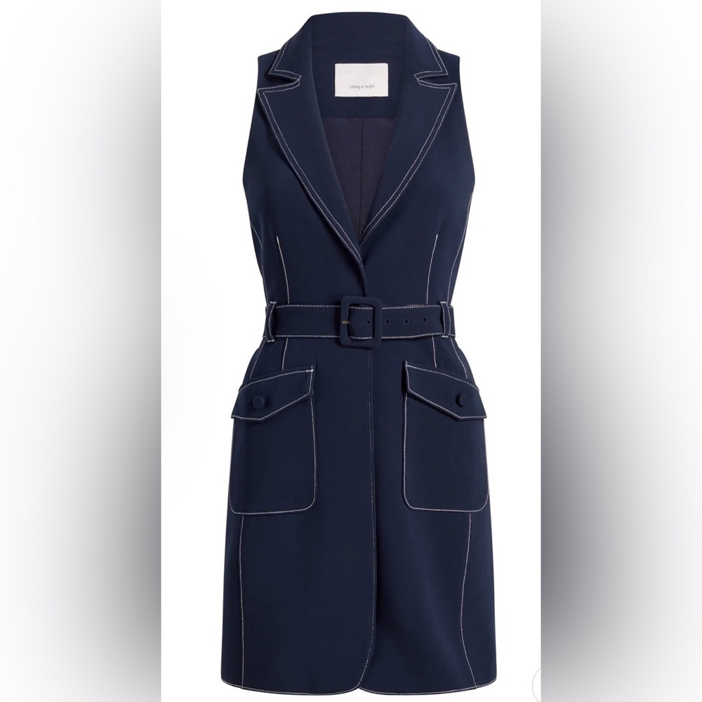 Cinq à Sept Belize Midnight Blue Belted Dress